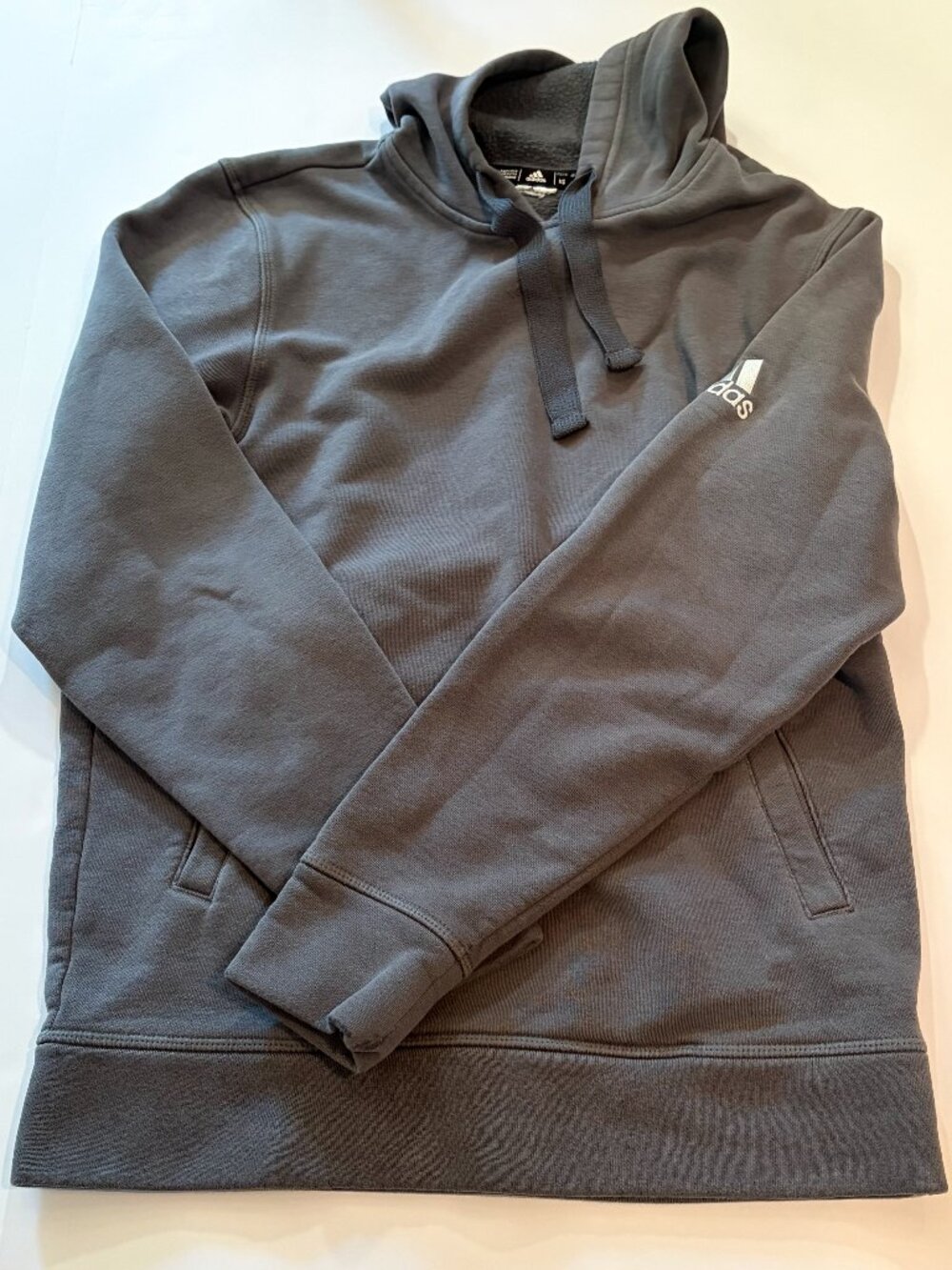 Adidas Blue Gray Fleece Hoodie XS Pullover Sweatshirt Logo